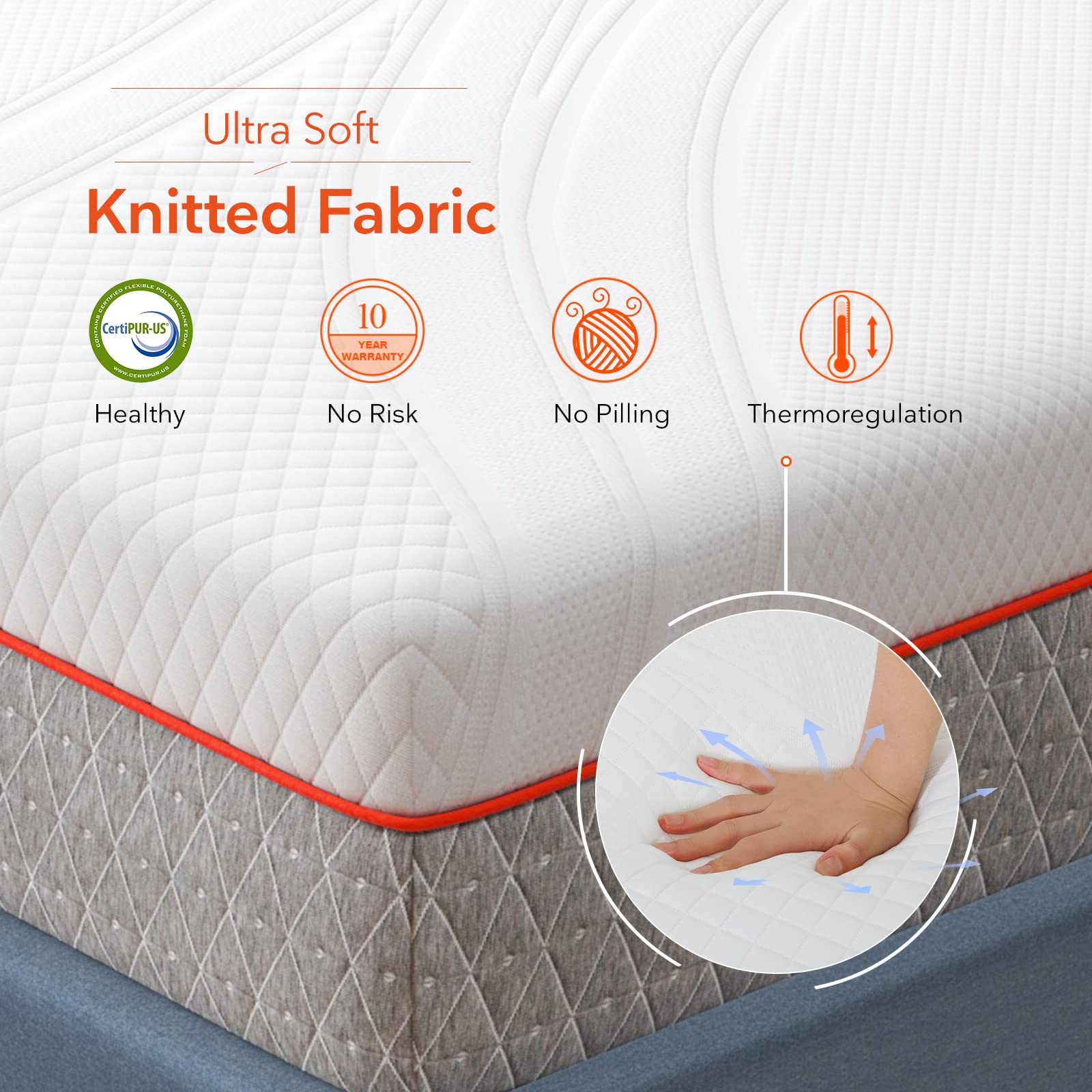 Sweetnight Queen Size Mattress  10 Inch Queen Memory Foam Mattress  Double Sides Flippable Queen Bed Mattress in a Box  Gel Infused and Perforated Foam for Cool Sleep and Pressure Relief